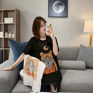 100% algodón Premium Heavy Duty Hot Drill <span class=keywords><strong>Sailor</strong></span> <span class=keywords><strong>Moon</strong></span> Camiseta <span class=keywords><strong>de</strong></span> manga corta señoras verano cuello redondo suelta señoras Top - Product Image 4