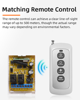Receptor de Relé de 2 Canales y 433 MHz, Interruptor de Control Remoto con Código de Aprendizaje 1527 para Puerta de Garaje, Control Remoto Inalámbrico