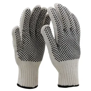 热卖Polycotton 10号针织，单面白色聚氯乙烯圆点/棉布工作手套