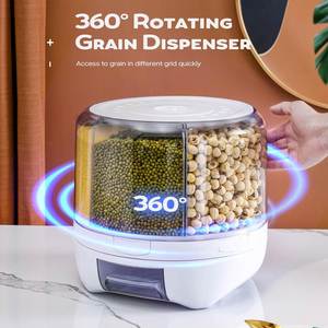 Food Grain Storage Container <b>Large</b> Capacity 6-Grid Rice Dispenser BPA-free Eco-friendly Lacquer Space Saving Food Packaging - Product Image 5