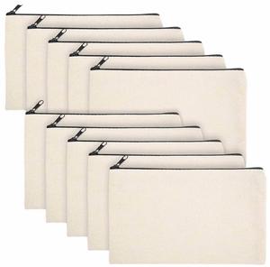 Pochette de maquillage personnalisée en toile, sacs cosmétiques personnalisés, marque privée, pochette zippée en coton vierge pas chère, rangement naturel pour maquillage - Product Image 1