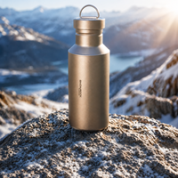 Bouteille d'eau de cyclisme personnalisable en titane pur sablé, grande capacité, monocouche, style moderne et minimaliste, pour sports de plein air