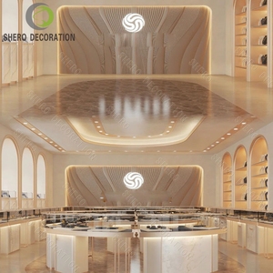 Vitrine de présentation de bijoux en or de luxe personnalisée avec éclairage LED, mobilier de magasin pour centre commercial - Product Image 1