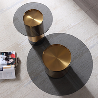 Ensemble de table basse en verre avec cadre en acier inoxydable de style nordique, table de café pour salon