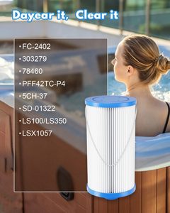 États-Unis Cartouches de filtre de remplacement universelles pour piscine, lot de deux, certifiées NSF 50, 42 pieds carrés Compatible avec Pure N Clean <span class=keywords><strong>PC</strong></span>-2402 - Product Image 4
