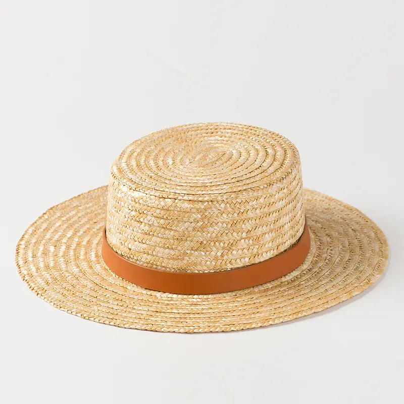 2022 Factory Mexican Sombrero Sun Hats Orange Belt High Quality Hot Selling Chapeau Sun Wheat Straw Hats for Women and Men