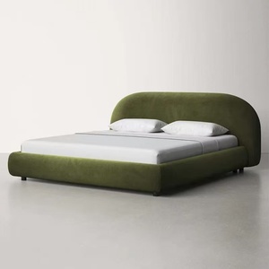 Letto King Size <span class=keywords><strong>di</strong></span> Lusso dal <span class=keywords><strong>Design</strong></span> Moderno in Tessuto Bouclé <span class=keywords><strong>di</strong></span> Velluto <span class=keywords><strong>di</strong></span> Grande Successo, Letto Matrimoniale Queen Size Imbottito per Camera da Letto - Product Image 1