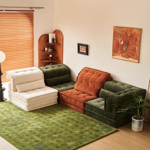 Canapé-lit modulaire pliable en tissu, moderne et simple, pour salon et petit <span class=keywords><strong>appartement</strong></span>, en forme de bloc de tofu, avec mousse haute densité - Product Image 2