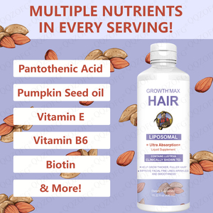 Büyüme MAX saç lipozomal Ultra emilim sıvı takviyesi LUSTRIVA klinik olarak pantotenik asit yetişkin 450ml gösterilen içerir - Product Image 3