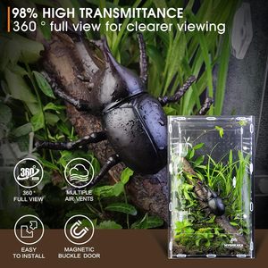 Terrarium empilable en acrylique pour reptiles, avec porte magnétique, habitat d'escalade arboricole, pour crabes ermites et petits animaux - Product Image 3