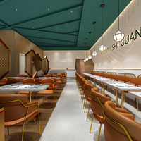 Meubles de restaurant, d'hôtel et de café de style minimaliste, table et chaises de salle à manger modernes, sièges en bois avec revêtement en PU