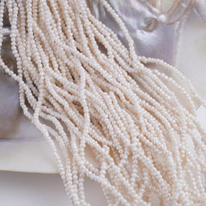 Perles d'eau douce blanches naturelles de 18 cm2-2,2 mm, fil de perles mini, bijoux DIY, produit semi-fini - Product Image 2