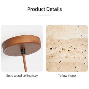 Lampe suspendue en pierre de travertin jaune naturel de luxe pour salon, lampe suspendue en bois bronze pour la décoration de la <span class=keywords><strong>maison</strong></span>, hôtel - Product Image 5