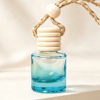 Diffuseur de parfum suspendu en verre dégradé de 8 ml pour huiles essentielles, flacon vide avec bouchon en bois pour désodorisant de voiture