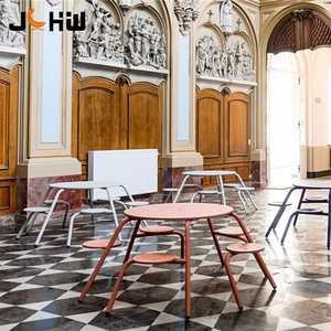 Design moderno all'aperto in alluminio bar tavolo rotondo <span class=keywords><strong>e</strong></span> sedia Set per sala da pranzo nuovo Design balcone <span class=keywords><strong>e</strong></span> terrazza mobili - Product Image 2