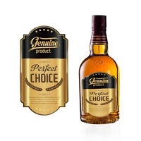 Etiqueta de Lujo Personalizada con Logotipo en Papel de Aluminio para Botellas de Alcohol, Whisky y Vino, con Relieve en Dorado