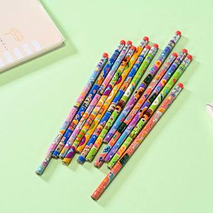 Ensemble de papeterie scolaire pas cher pour enfants, imprimé de lettres de dessins animés mignons, 12 crayons en bois HB avec gomme - Product Image 4