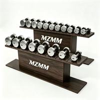 Support de rangement portable réglable pour haltères en chêne rouge, séparable (étagères haute et basse) pour équipement de gym - Vente en gros