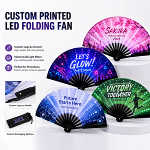 Abanico Plegable de Bambú con Luces LED Personalizadas, Abanico Luminoso para Discotecas, Fiestas, Conciertos, Festivales, Eventos, Regalo Promocional - Product Image 4