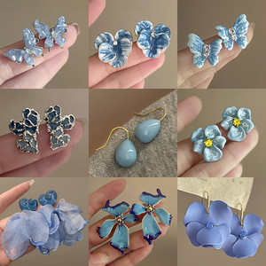 Moda mujer boda fiesta pendientes rojo <span class=keywords><strong>rosa</strong></span> azul negro blanco colorido flor corazón mariposa pendientes niñas joyería regalos - Product Image 5
