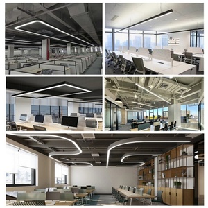 โคมไฟเพดาน LED รูปวงรี โคมไฟ LED แบบเส้นโค้ง โคมไฟระย้าวงแหวนอะลูมิเนียม ปรับความสูงได้ ปรับความสว่างได้ เหมาะสำหรับสำนักงาน ห้องออกกำลังกาย - Product Image 5