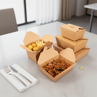 Caja de Papel Kraft Desechable al por Mayor con Ventana, Empaque Ecológico para Llevar Hamburguesas