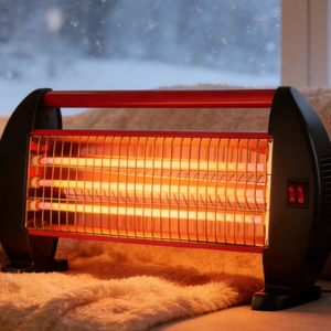 Calentador de Cuarzo Infrarrojo de Diseño Clásico de 1200W para el Hogar, Calentamiento Rápido, <span class=keywords><strong>3</strong></span> Bombillas, Protección Antivuelco, Independiente, de Plástico, para Baño, Enchufe EU/UK - Product Image 1