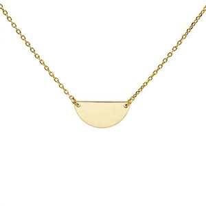 Migliore vendita 18k placcato oro <span class=keywords><strong>925</strong></span> sterling <span class=keywords><strong>argento</strong></span> mezza moneta collana personalizzata piatto - Product Image 1
