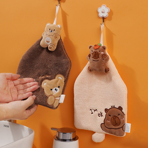 Toalla de Mano Colgante con Bordado de <span class=keywords><strong>Oso</strong></span>, Terciopelo Coral, Gruesa, Absorbente, Paño de Cocina, Toalla de Regalo para Niños, Secado Rápido - Product Image 1