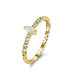 טבעת אופאל אבן טבעית טבעות זהב 925 טבעת אבן טבעית טבעת זהב 14 קראט יהלומים משובצים יהלומים לנשים