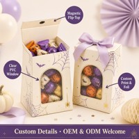 Boîtes personnalisées pour friandises d'Halloween avec fenêtre transparente, emballage de bonbons Boo Bag, multipack de 48, vente en gros d'usine OEM