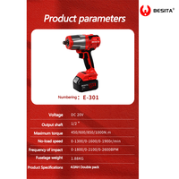 E-301 Besita Herramientas Manuales para Auto DC 20V Torque Máximo 1000N m Batería de Larga Duración Reparación del Hogar y Automóviles Garantía de 12 Meses