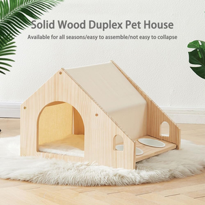 ODM OEM Small Pet Kennel Holzhaus für Katzen und Hunde mit Pet Bowl Anpassbares Ess-und Lebend nest - Product Image 3