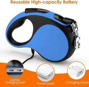 High Quality Classic Luxury USB Rechargeable Retractable Reflective <b>Nylon</b> <b>Plastic</b> Pet Dog Leash Led Flashlight Poop <b>Bag</b> - Product Image 2