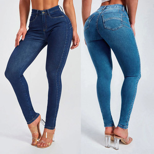2024 <strong>Women's</strong> New Slim Fit Small Leg Pants <strong>Elastic</strong> High <strong>Waisted</strong> <strong>Jeans</strong> - Product Image 2