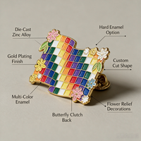 Badge en métal plaqué or, style arc-en-ciel, émail dur, personnalisé, pour ornement de sac à la mode, vente en gros