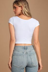 Tốt Nhất Người Bán Phụ Nữ Crop Top Phòng Tập Thể Dục Áo Thời Trang Trắng 3D Mô Hình Tập Thể Dục Vest Áo Thun 100% Cotton Phụ Nữ Giản Dị Của T-Shirts - Product Image 4