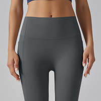 2024 nouveau pantalon de Yoga taille haute pour femmes avec motif solide nu contrôle du ventre entraînement course Yoga Leggings avec poches