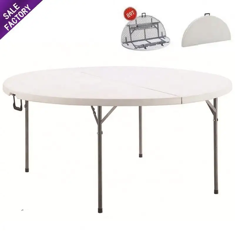 Foshan China Fabriek Groothandel Bruiloft Banket Meubelen Outdoor Ronde 10 Zits Vouwen Plastic Tafel Voor Event