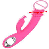 Vibrateur Lapin Rechargeable en Silicone pour Femme, Dildo Double Vibration pour Massage du Point G et du Clitoris, Jouet Sexuel Féminin