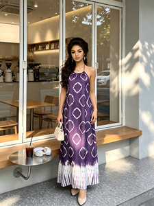 Falda Larga de Satén con Estampado Africano Tie Dye, con Tirantes, sin Mangas, Holgada, para Vacaciones, <span class=keywords><strong>Playa</strong></span>, <span class=keywords><strong>Kaftan</strong></span>, Abaya - Product Image 2