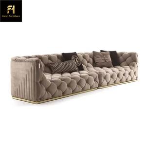 Sofá de pan de terciopelo de tela de lujo contemporáneo italiano, sofá de cuero, sofá con botones para sala de estar, sofás para sala de estar - Product Image 4
