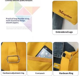 Promotion Custom Logo Canvas <b>Medium</b> Crossbody Student Tote Bag Solid Color <b>Handbag</b> for Women Gift Bag Jinhua Made - Product Image 4