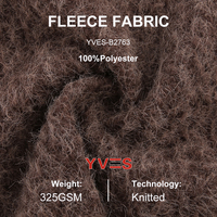 Tissu en velours peluche tricoté en interlock YVES 100 % polyester 325 g/m² de poids moyen, type Victoria Fleece, pour manteau d'hiver