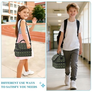 Sac isotherme personnalisé matelassé à carreaux, portable, réutilisable et recyclable pour le déjeuner scolaire - Product Image 6