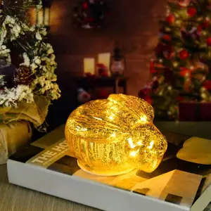 Produk baru pabrik dekorasi Natal gantung kaca pesanan khusus dengan lampu led