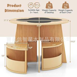 <b>Round</b> children's <b>table</b> and chair set with storage drawers, kindergarten baby play and study <b>table</b>, wooden <b>dining</b> <b>table</b> - Product Image 3