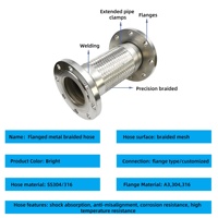 Tuyau métallique tressé à bride flexible en acier inoxydable, raccords de tuyauterie, joint de dilatation en métal