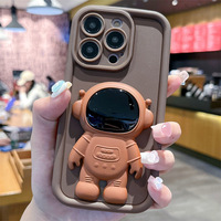 Couleur bonbon antichoc givré conception populaire astronaute 3D avec support couverture coque de téléphone pour iPhone 17 16 15 Pro Max 14 13 12