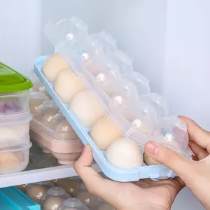 กล่องพลาสติกใส่ไข่ในตู้เย็นถาดใส่ไข่กันเคาะแบบใสพร้อมฝาปิด